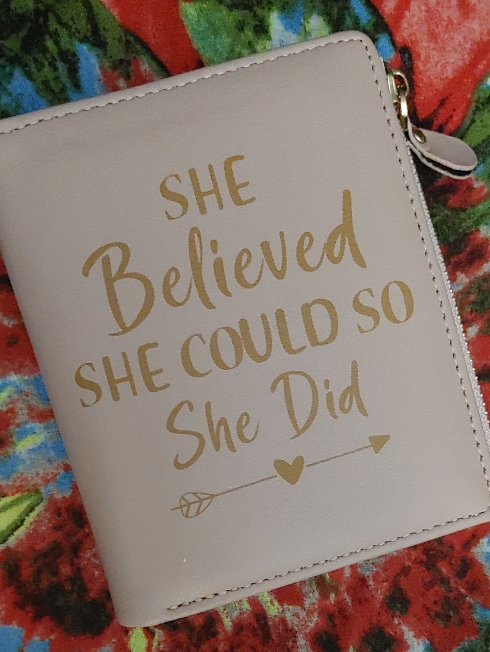Inspirational Zip Wallet - Pale Pink with Gold Script